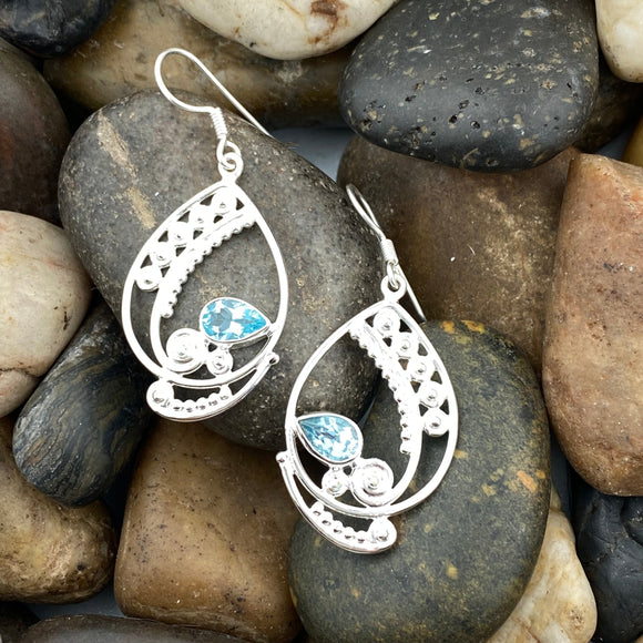 Blue Topaz Earring 508 - Silver Street Jewellers