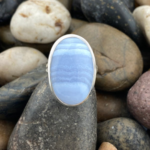 Blue Lace Agate Ring 5 - Silver Street Jewellers