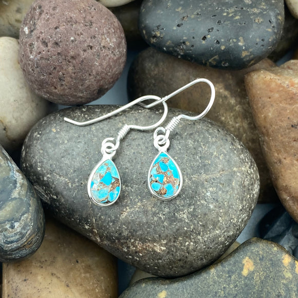 Blue Copper Turquoise Earring 85 - Silver Street Jewellers