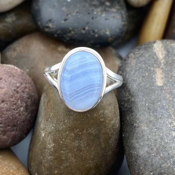Blue Lace Agate Ring 3 - Silver Street Jewellers