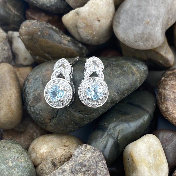 Blue Topaz and White Topaz earrings set in 925 Sterling Silver