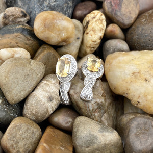 Citrine and White Topaz earrings set in 925 Sterling Silver