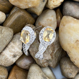 Citrine and White Topaz earrings set in 925 Sterling Silver