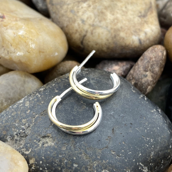 14K Gold Vermeil Finish Hoops earrings set in 925 Sterling Silver