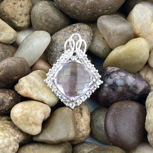 Amethyst and White Topaz pendant set in 925 Sterling Silver