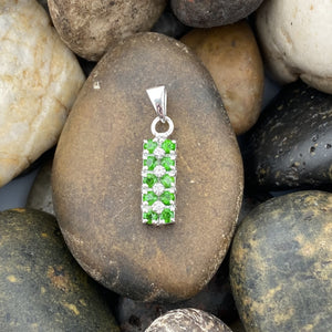 Chrome Diopside and White Topaz pendant set in 925 Sterling Silver
