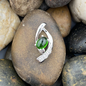 Chrome Diopside and White Topaz pendant set in 925 Sterling Silver
