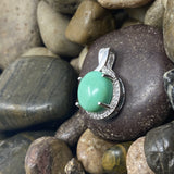 Chrysoprase and White Topaz pendant set in 925 Sterling Silver