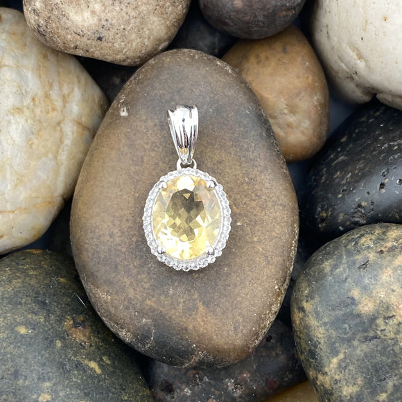 Citrine and White Topaz pendant set in 925 Sterling Silver