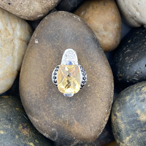 Citrine, Spinel and White Topaz pendant set in 925 Sterling Silver