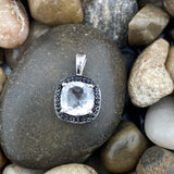 Crystal Quartz and Spinel pendant set in 925 Sterling Silver