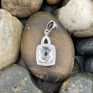 Crystal Quartz and White Topaz pendant set in 925 Sterling Silver