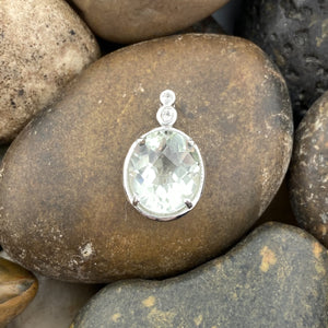 Green Amethyst and White Topaz pendant set in 925 Sterling Silver