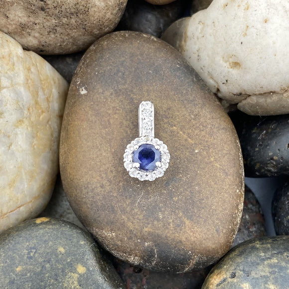 Iolite and White Topaz pendant set in 925 Sterling Silver
