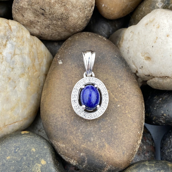 Lapis and White Topaz pendant set in 925 Sterling Silver
