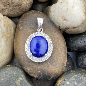 Lapis and White Topaz pendant set in 925 Sterling Silver