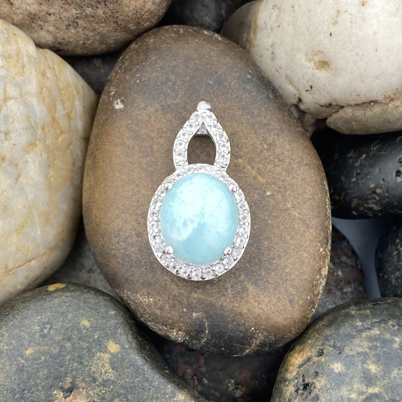 Larimar and White Topaz pendant set in 925 Sterling Silver
