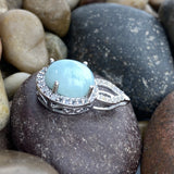 Larimar and White Topaz pendant set in 925 Sterling Silver