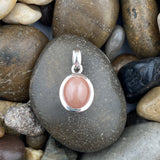 Peach Moonstone pendant set in 925 Sterling Silver
