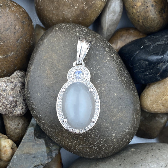 Grey Moonstone, White Topaz and Tanzanite pendant set in 925 Sterling Silver