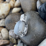 Grey Moonstone and White Topaz pendant set in 925 Sterling Silver