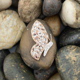 14K Rose Gold Vermeil Morganite and White Topaz Butterfly pendant set in 925 Sterling Silver