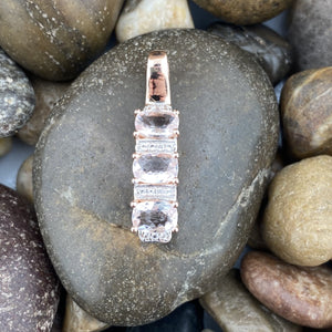 Rose Gold Finish Morganite and White Topaz pendant set in 925 Sterling Silver