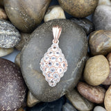 Rose Gold Finish Morganite and White Topaz pendant set in 925 Sterling Silver