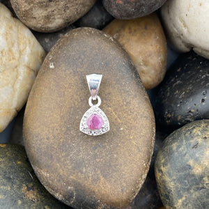 Ruby and White Topaz pendant set in 925 Sterling Silver