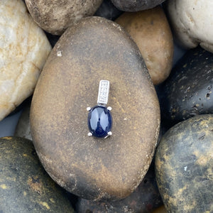 Sapphire and White Topaz pendant set in 925 Sterling Silver