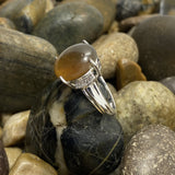 Amber and Diamond ring set in 925 Sterling Silver