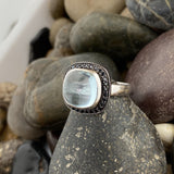 Blue Topaz and Spinel ring set in 925 Sterling Silver