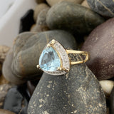 14K Gold Vermeil Finish Blue Topaz and White Topaz ring set in 925 Sterling Silver