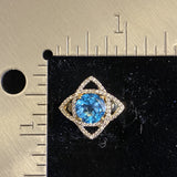 14K Gold Vermeil Swiss Blue Topaz and White Topaz ring set in 925 Sterling Silver