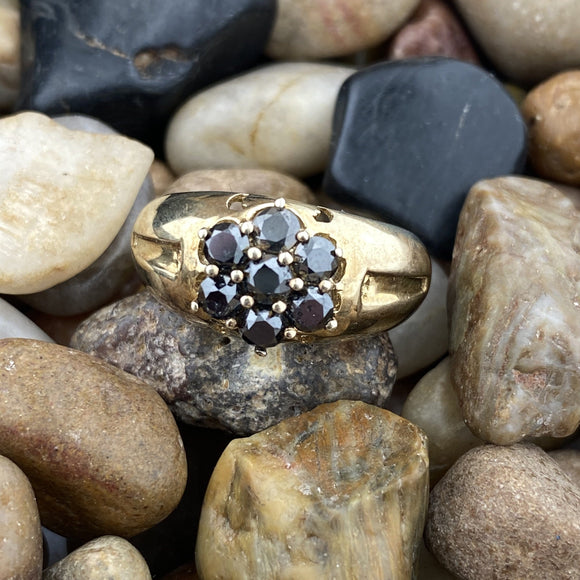 Gold Finish Black Diamond ring set in 925 Sterling Silver