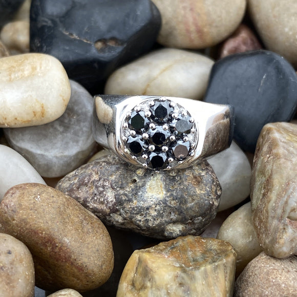 Black Diamond ring set in 925 Sterling Silver