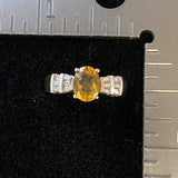 14K Gold Vermeil Fire Opal and White Topaz ring set in 925 Sterling Silver