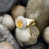 14K Gold Vermeil Fire Opal ring set in 925 Sterling Silver