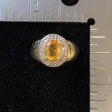14K Gold Vermeil Fire Opal ring set in 925 Sterling Silver